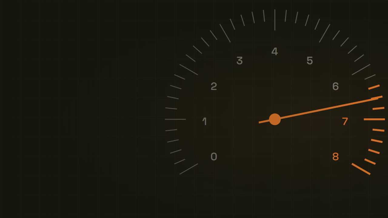 Ein Drehzahlmesser, die Nadel steht im roten Bereich.